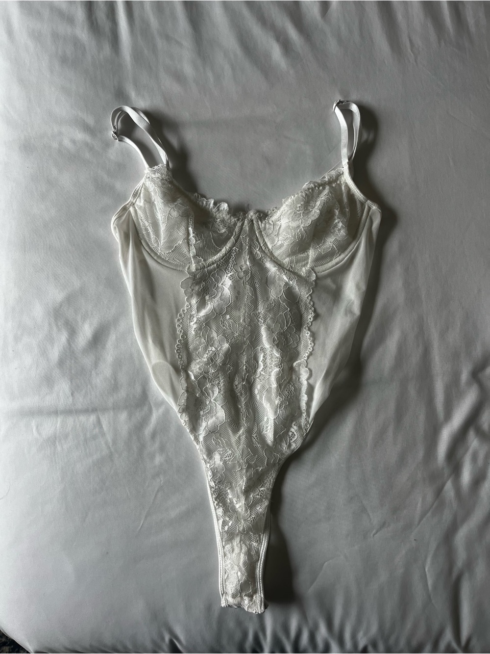 Sheer Lace Bodysuit in White